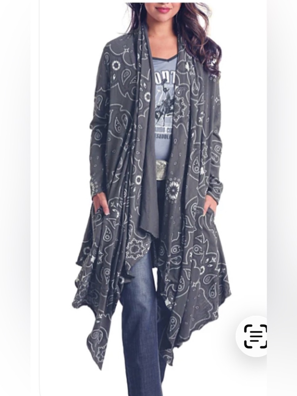Panhandle Grey Waterfall Bandana Duster